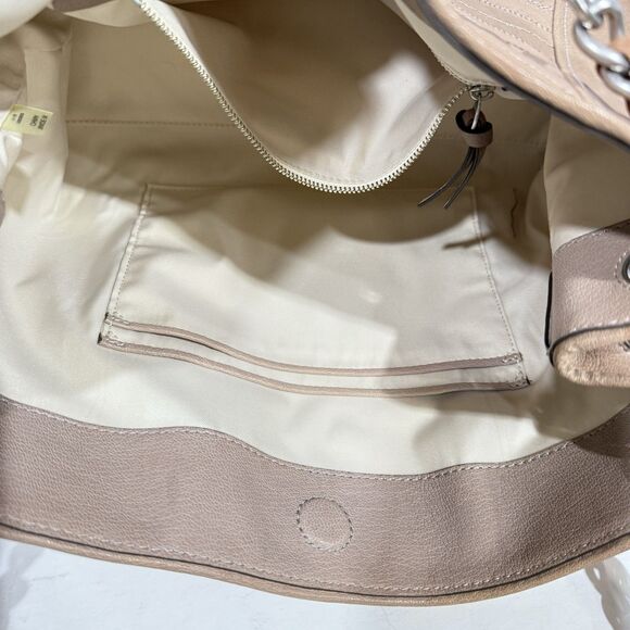 Tory Burch Taupe Distressed Leather Fleming Tote / leather shoulder bag - Picture 14 of 16